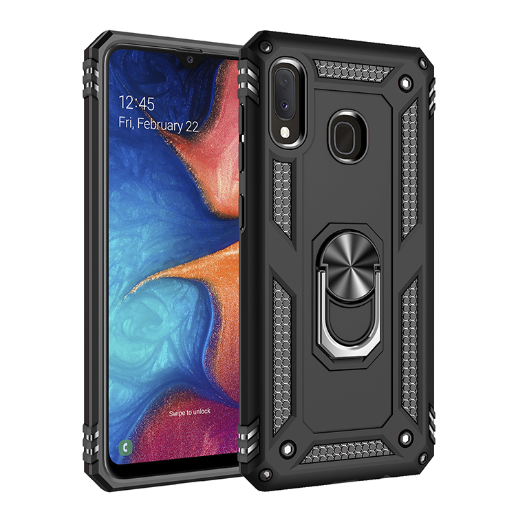 Samsung Galaxy A20 / A30 Tech Armor RING Grip Case with Metal Plate (Black)